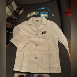 White Lab Coat with Blue Buttons